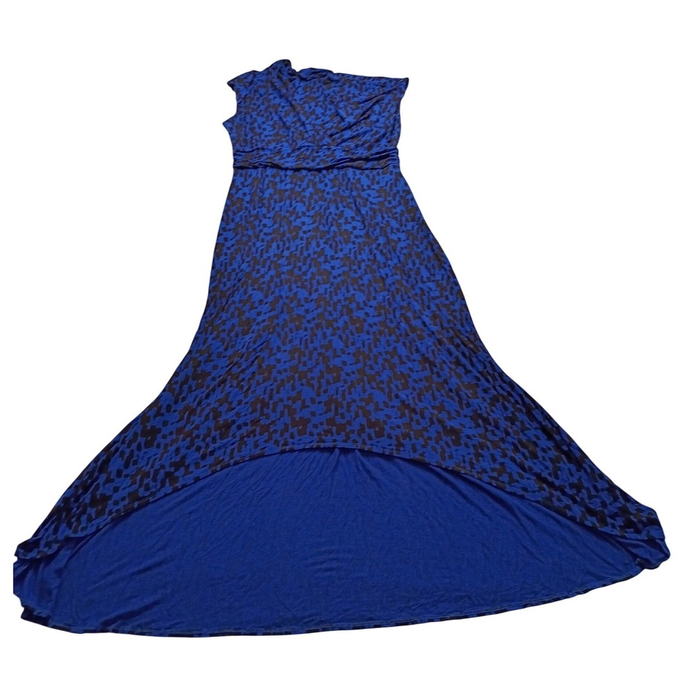 Apt 9 High Low Maxi Dress Women's Abstract Print Blue Black Sleeveless Large
